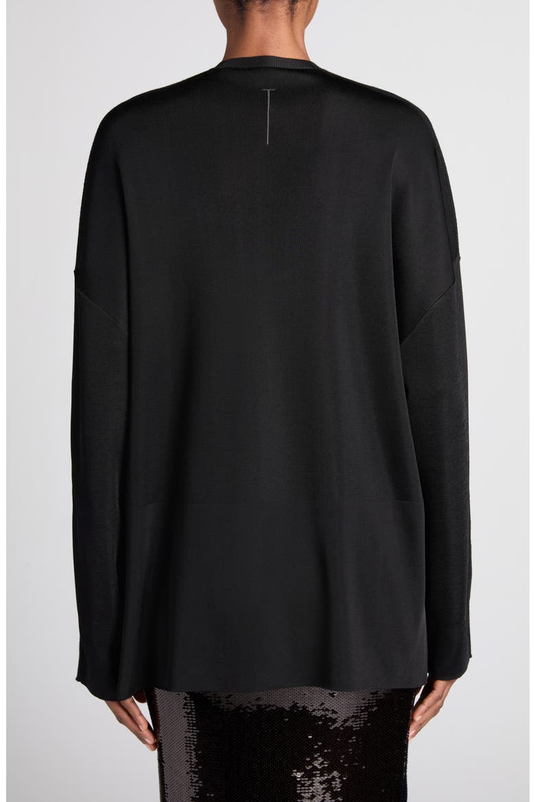 Merino Wool Blend Plunge Neck Sweater, Alternate, color, BLACK