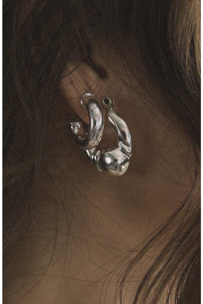 Cleo Hoop Earrings, Alternate, color, SILVER
