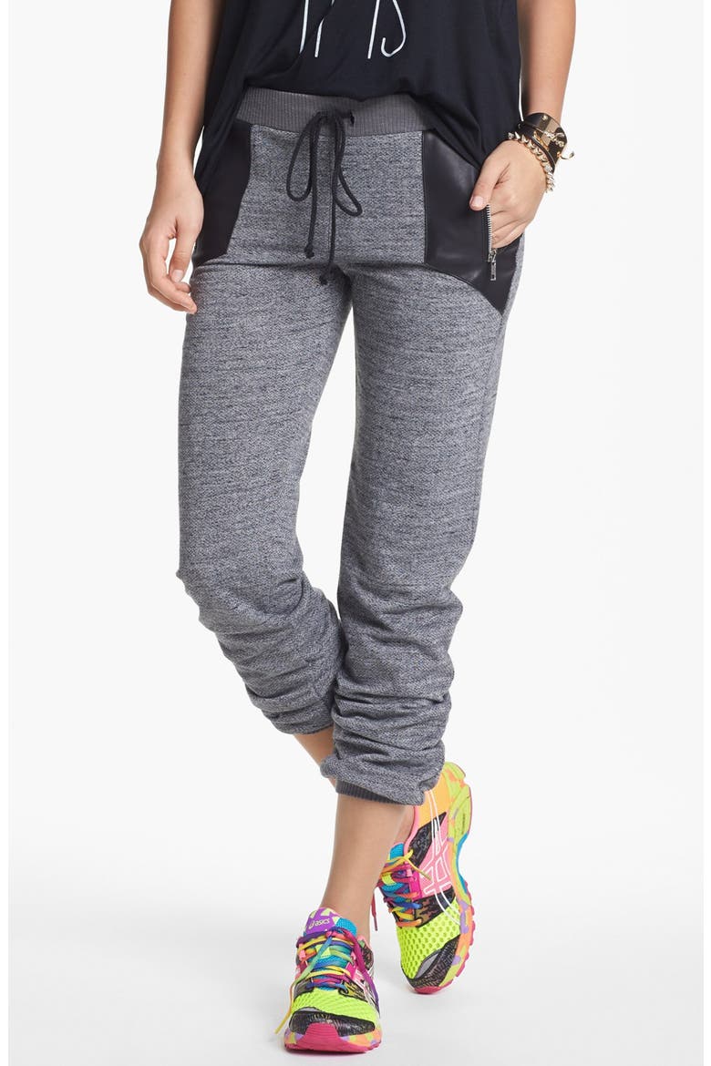 Faux Leather Inset Sweatpants, Main, color, CHARCOAL