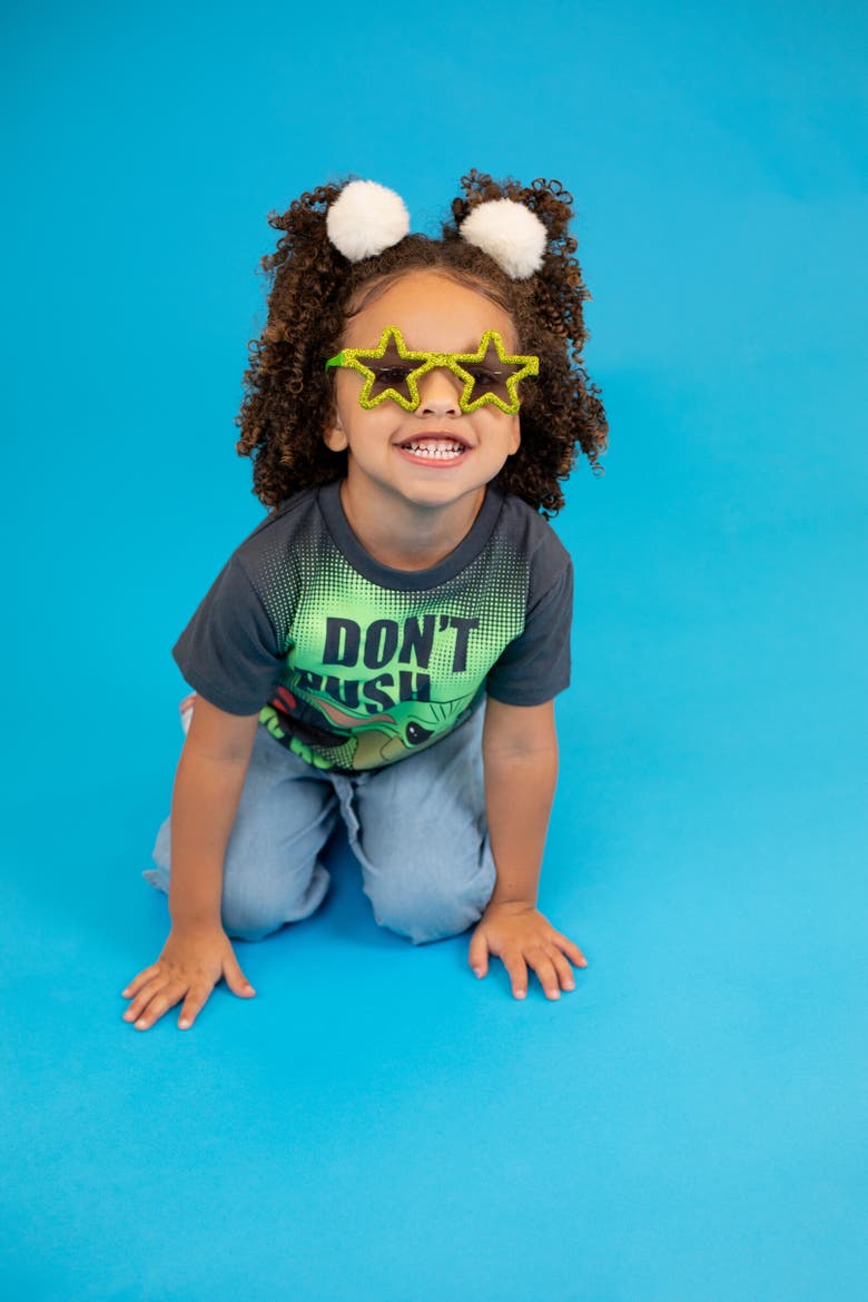 Baby Yoda The Mandalorian T-Shirt & Mesh Shorts Set, Alternate, color, Charcoal