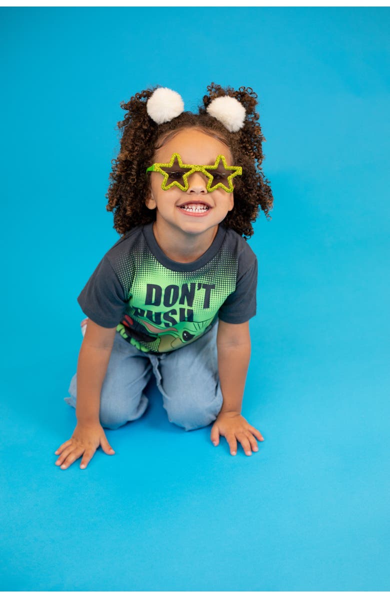 Star Wars Baby Yoda The Mandalorian T-Shirt & Mesh Shorts Set, Alternate, color, Charcoal