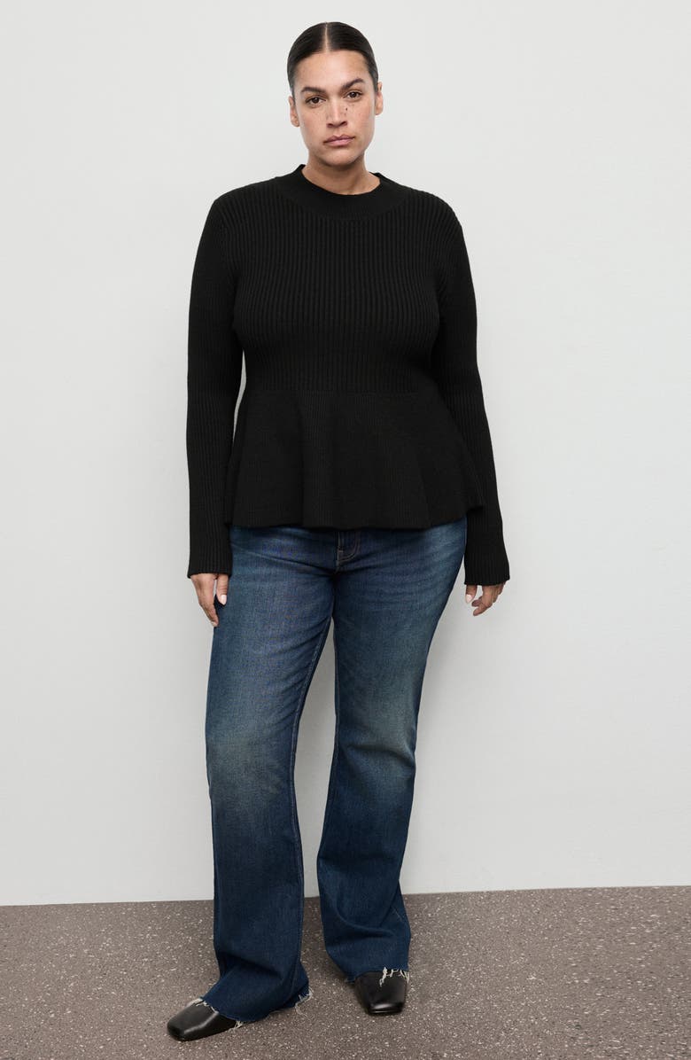 MANGO Peplum Rib Sweater, Alternate, color,