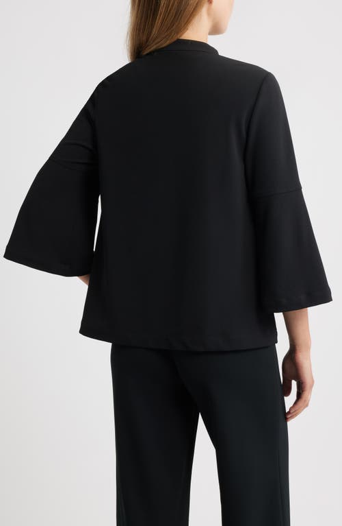 Ming Wang Deco Crepe Flare Sleeve Utility Jacket In Black