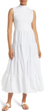 Love By Design Leslie Mock Neck Sleeveless Tiered Maxi Dress