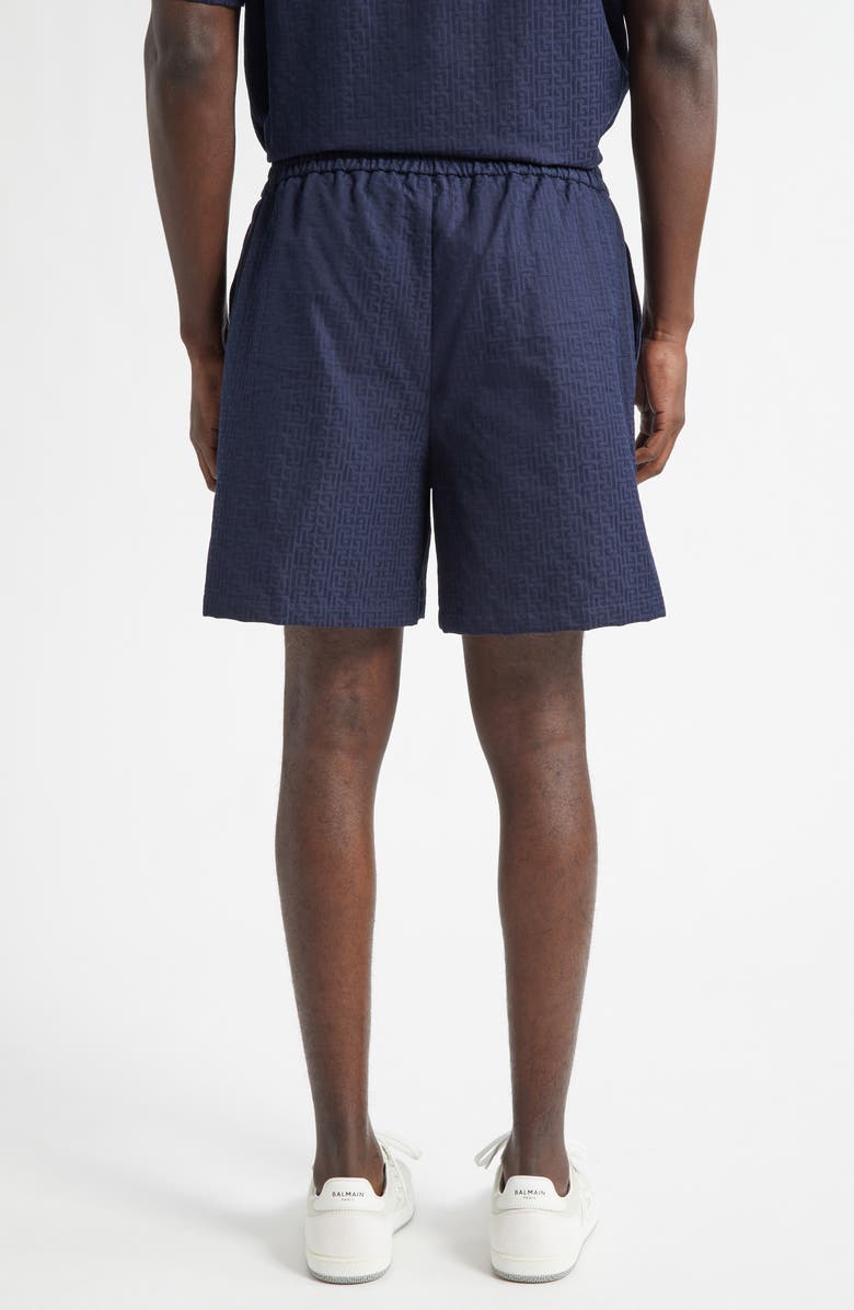 Balmain Small Monogram Jacquard Shorts, Alternate, color, 6Ub Marine