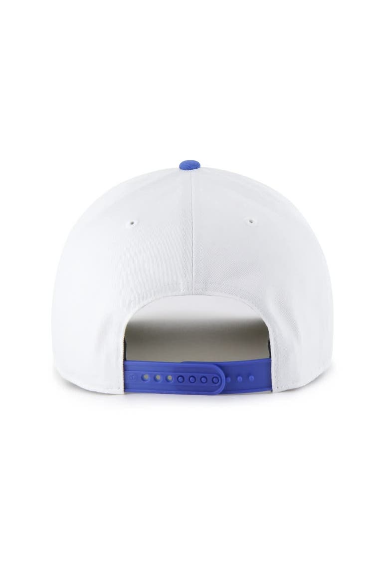 Men's '47 White/Royal NFL Multi-Team Throwback Dueling Logos Adjustable Hitch Hat, Alternate, color, White