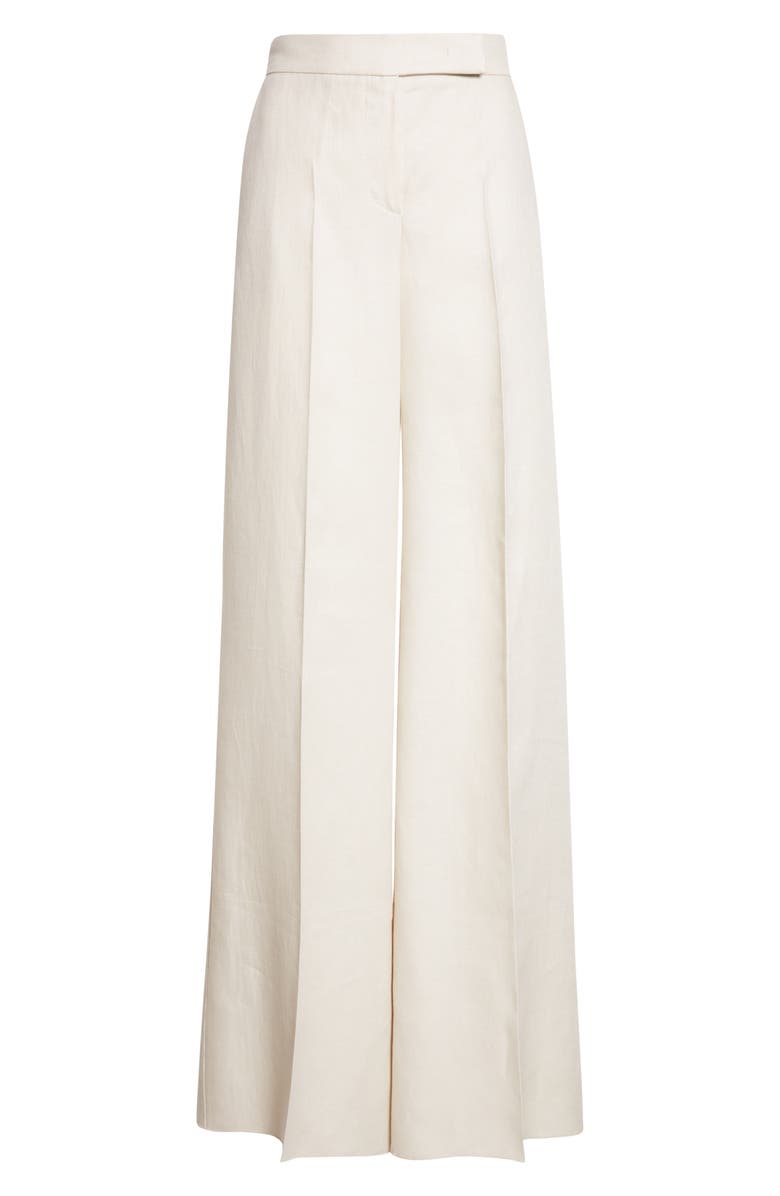 Max Mara Badesse High Waist Wide Leg Linen Pants, Alternate, color, Beige