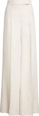 Max Mara Badesse High Waist Wide Leg Linen Pants