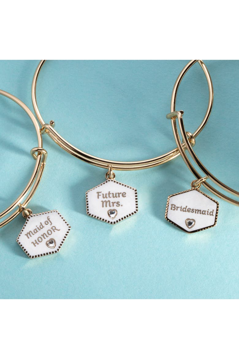 'Future Mrs.' Mother of Pearl Charm Bangle, Alternate, color, Silver