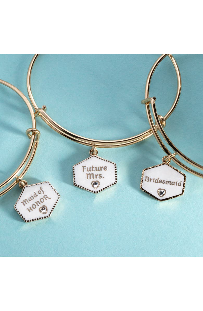 Alex and Ani 'Future Mrs.' Mother of Pearl Charm Bangle, Alternate, color, Gold
