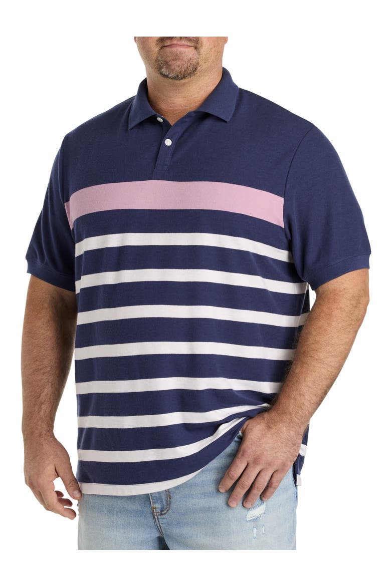 Big & Tall Chest Striped Polo Shirt, Main, color, NAVY