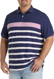 Harbor Bay by DXL Big & Tall Chest Striped Polo Shirt