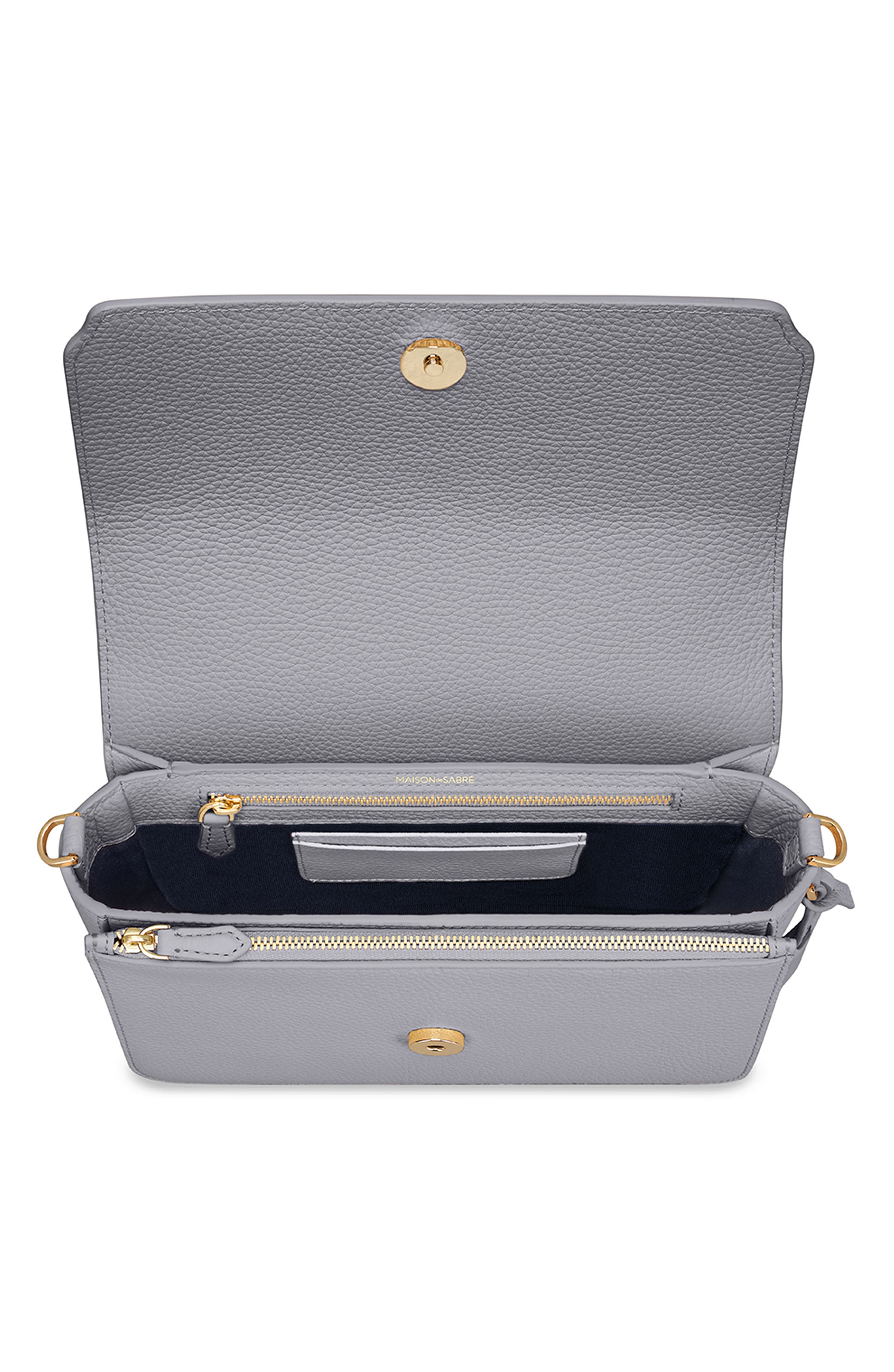 Medium Leather Flap Bag, Alternate, color, Dove Grey