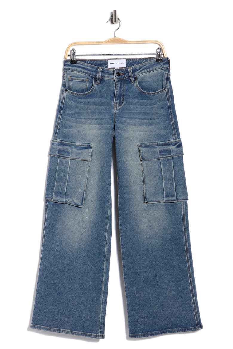 Low Rise Wide Leg Cargo Jeans, Alternate, color, TINT WASH