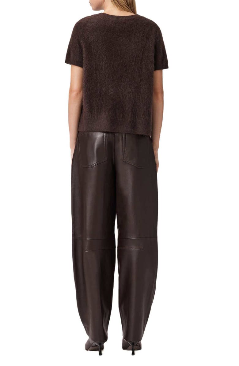 AllSaints Jett Barrel Leg Leather Pants, Alternate, color, Bitter Brown