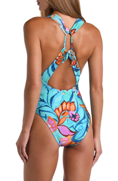 Sunshine 79 Polynesia Tropics V-plunge One-piece Swimsuit In Blue Multi