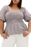 City Chic Belle Gingham Peplum Top
