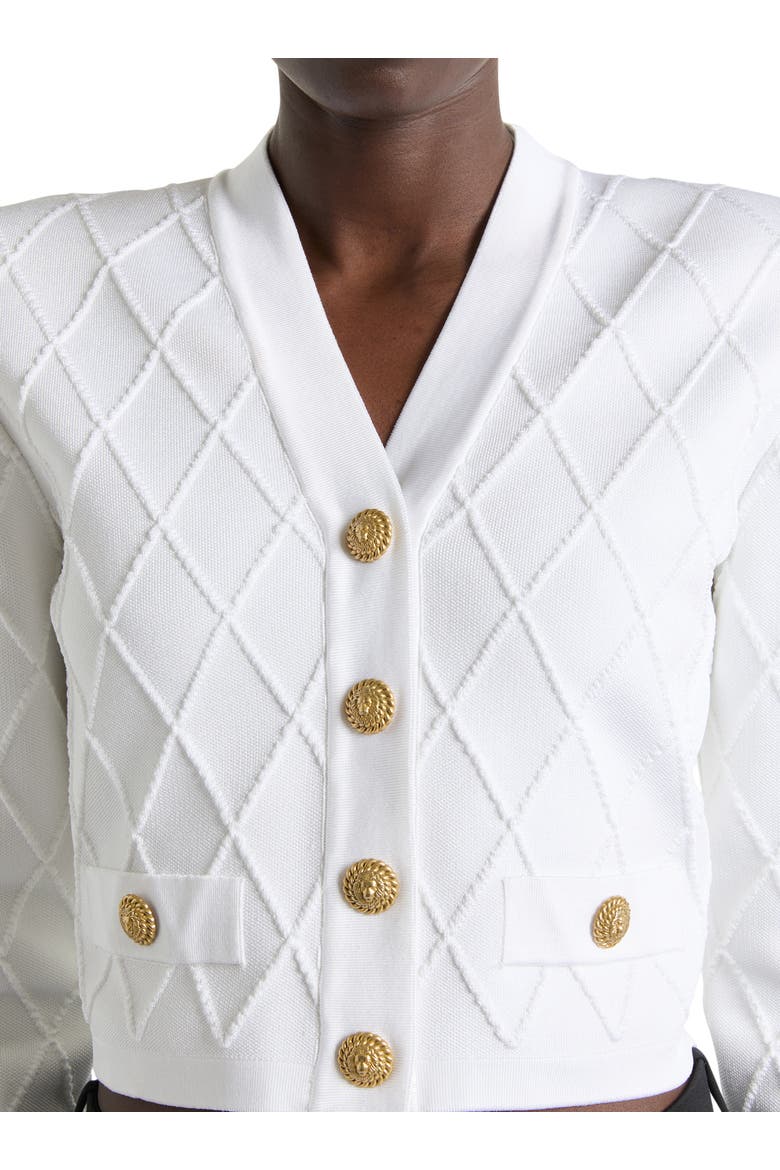 Cropped knit cardigan, Alternate, color, white
