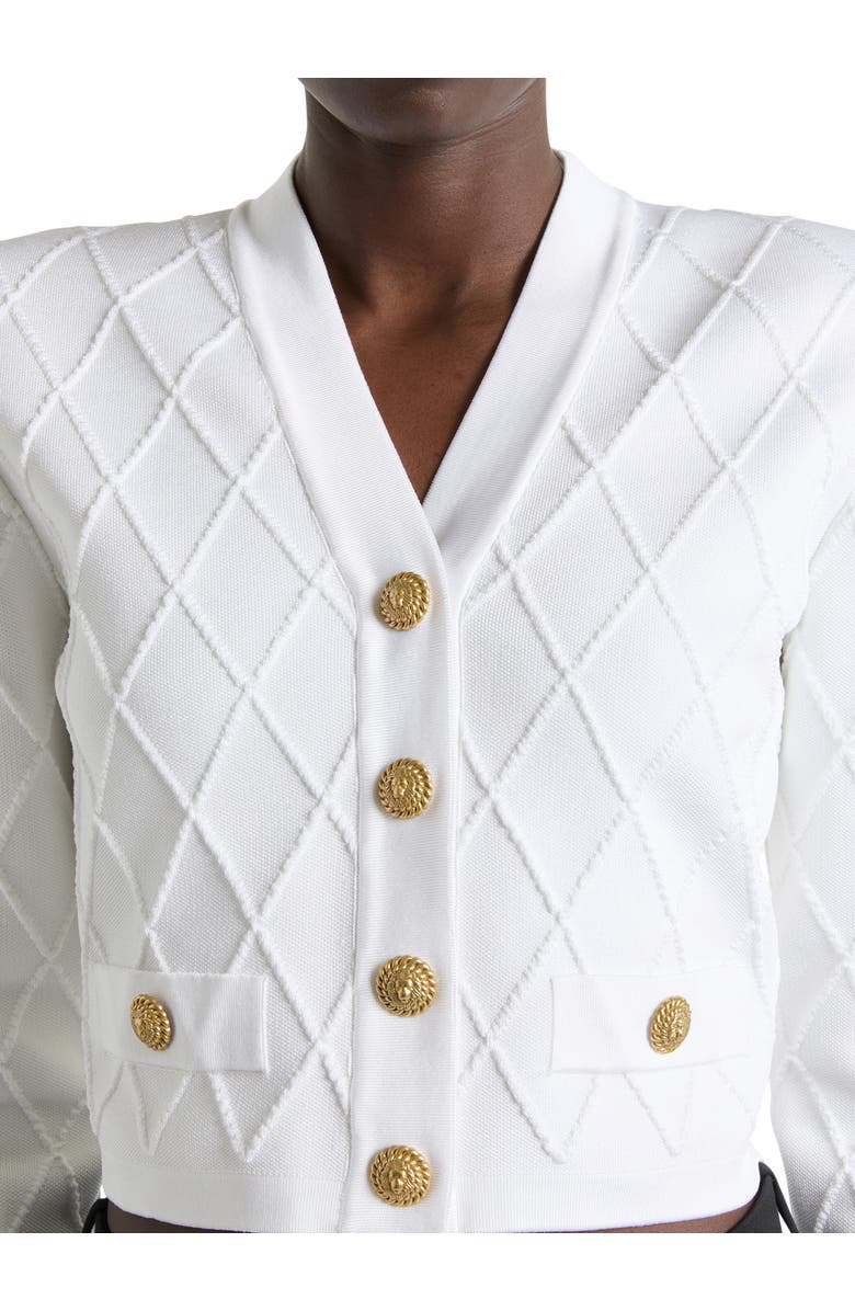 Balmain Cropped knit cardigan, Alternate, color, White