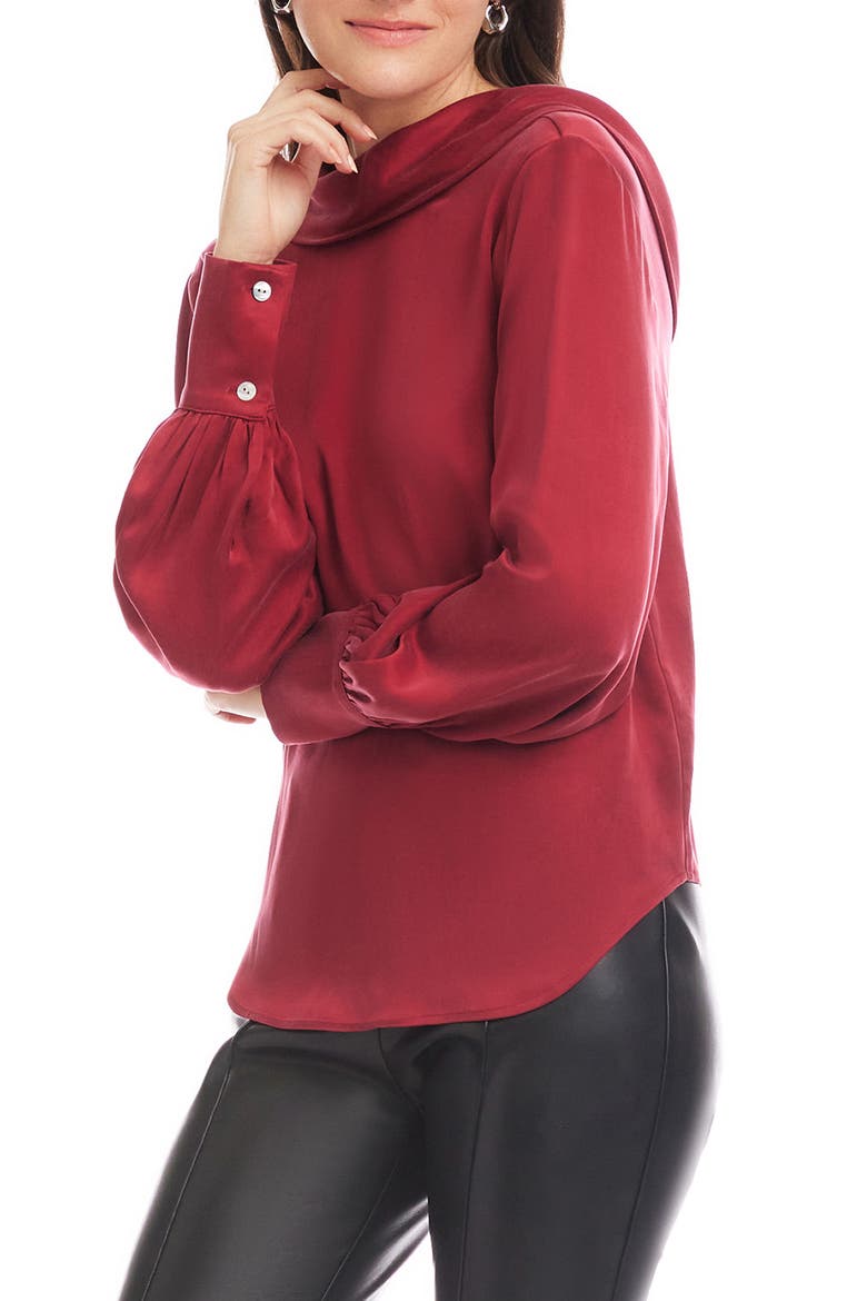 Camille Cowl Back Satin Top, Alternate, color, BRICK