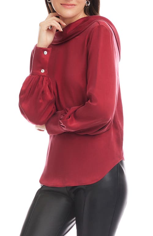 Fifteen Twenty Camille Cowl Back Satin Top In Red