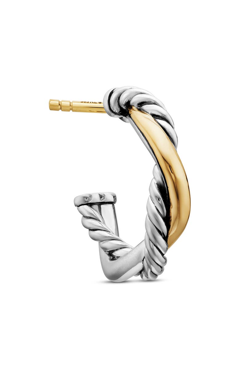 David Yurman Petite Infinity Huggie Hoop Earrings in Sterling Silver with 14K Yellow Gold, Alternate, color, Sterling Silver Yellow Gold