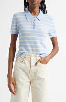 Veronica Beard Brandt Stripe Cashmere Polo Sweater