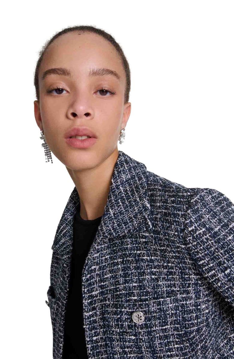 maje 2-in-1 tweed dress, Alternate, color, 