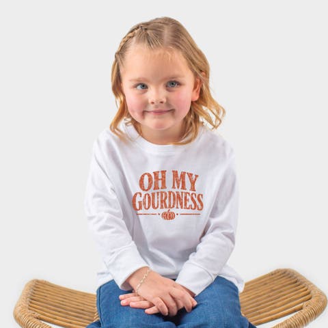 Oh My Gourdness Distressed Toddler Long Sleeve Graphic Tee