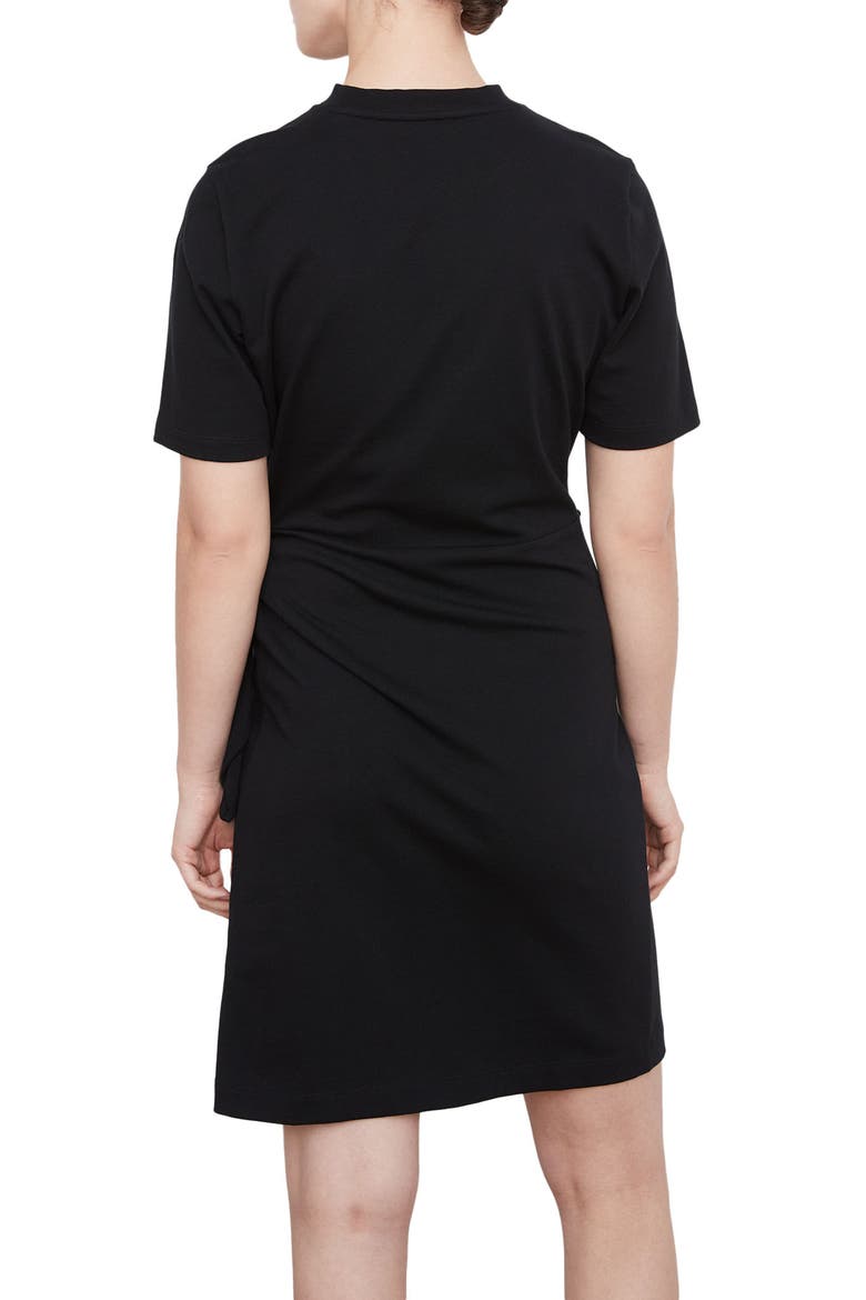 Side Tie Cotton T-Shirt Dress, Alternate, color, BLACK