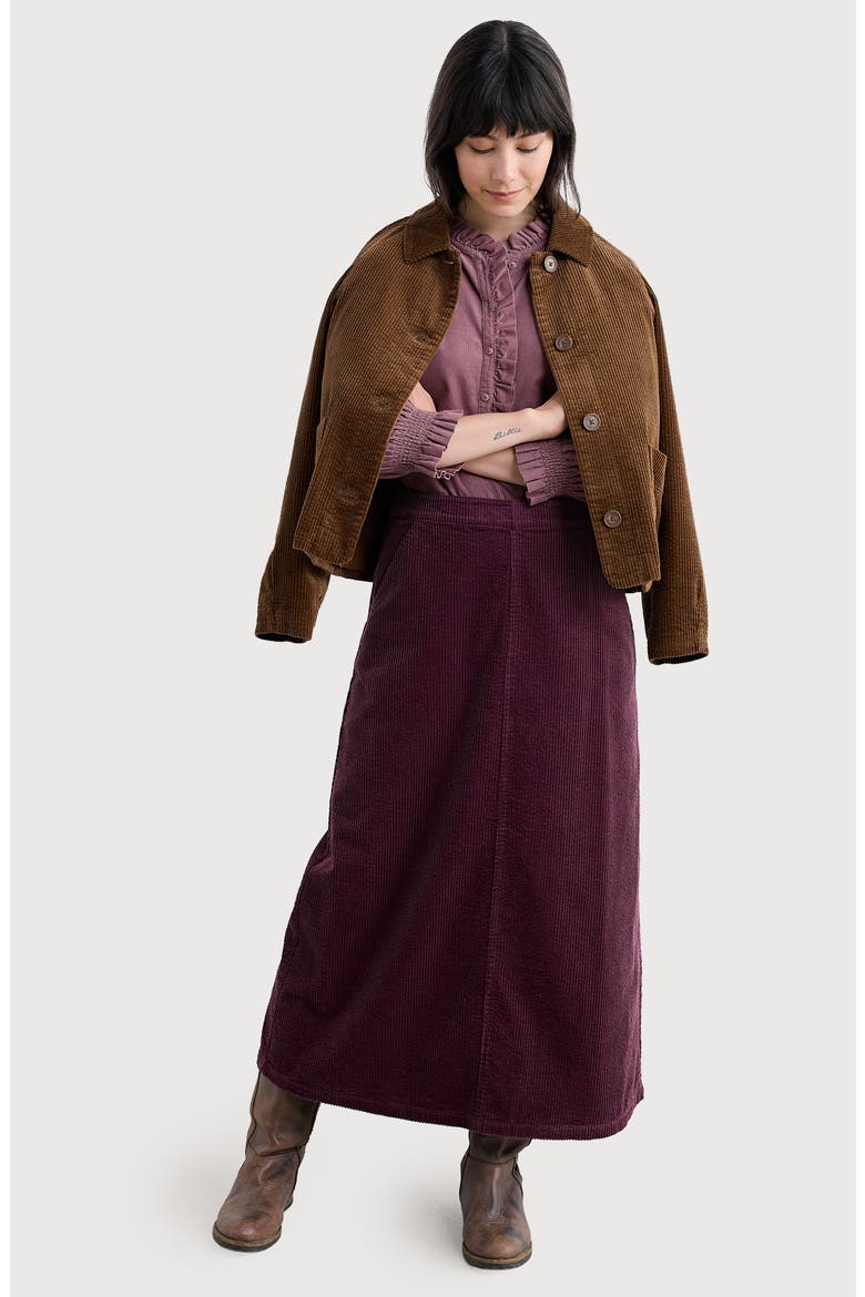 Window Wren Organic Cotton Corduroy Midi Skirt, Alternate, color, DARK HELLEBORE
