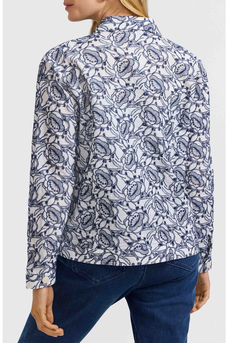Thelma Cotton Eyelet Jacket, Alternate, color, WHITE/NAVY