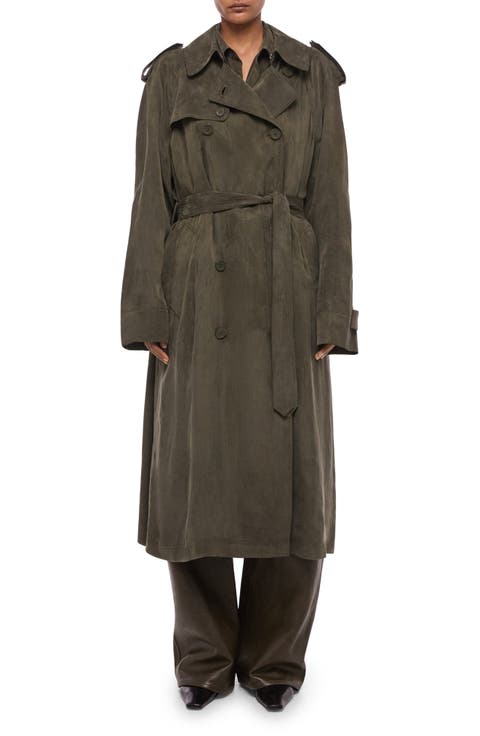 Fluid Microsuede Trench Coat