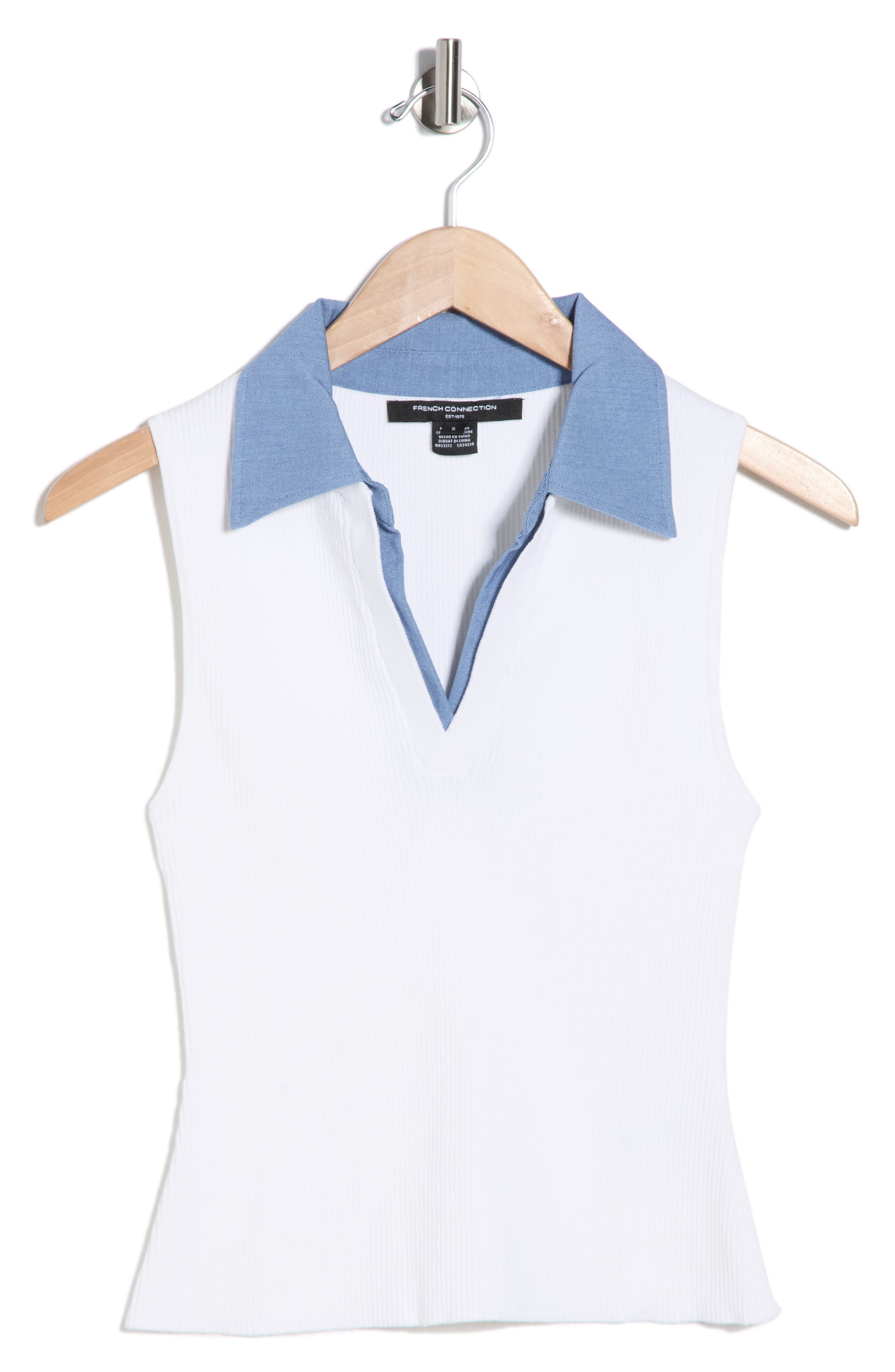 French Connection Sleeveless Contrast Collar Polo