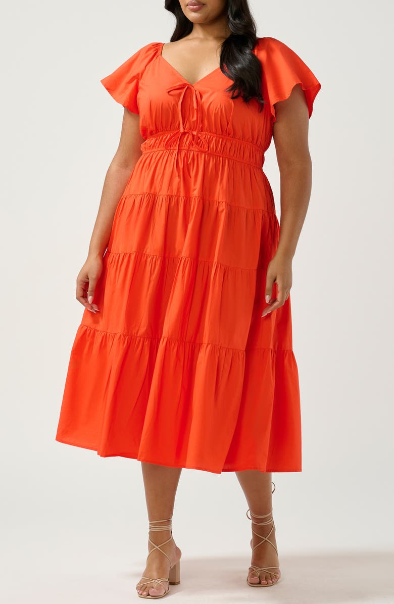 Estelle Ana Cotton Midi Dress, Alternate, color, Tangerine