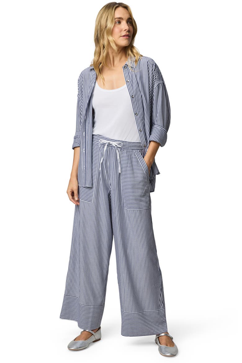 Ella Stripe Button-Up Shirt, Alternate, color, NAVY BLUE/ WHITE