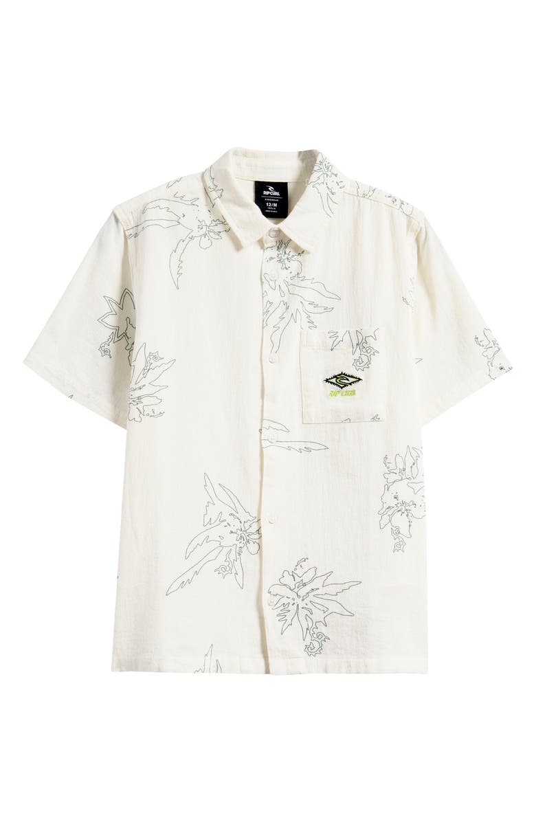 Rip Curl Kids' Raw Energy Short Sleeve Cotton Button-Up Shirt, Main, color, 