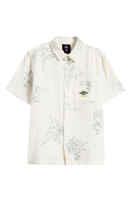 Rip Curl Kids' Raw Energy Short Sleeve Cotton Button-up Shirt In Bone