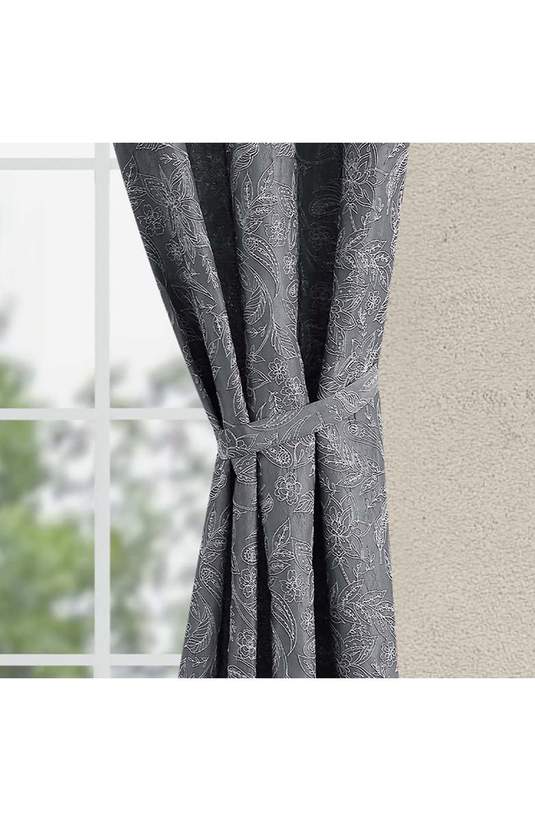 Jessica Simpson Floral Paisley Jacquard Blackout Curtain Set, Alternate, color, Grey