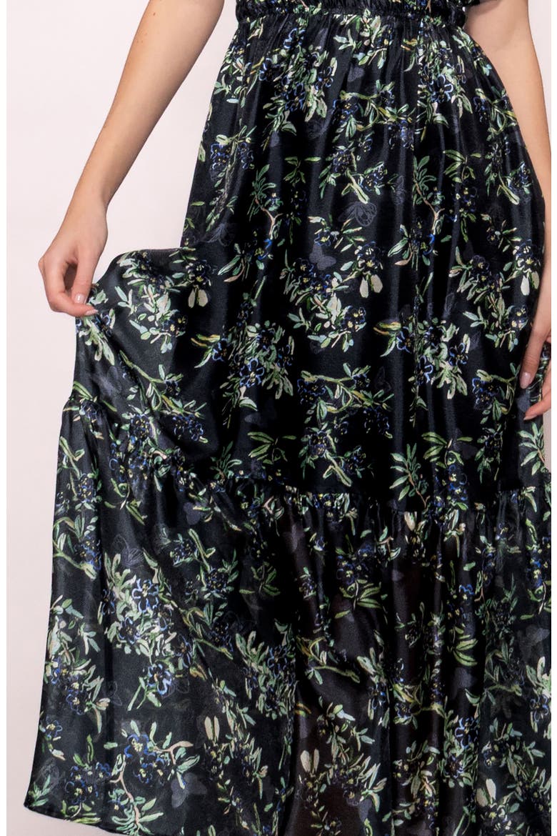 Shirred Puff Sleeve Maxi Dress, Alternate, color, BLACK MULTI