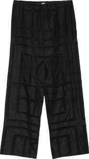TOTEME Monogram Open Stitch Organic Cotton & Silk PJ Bottoms