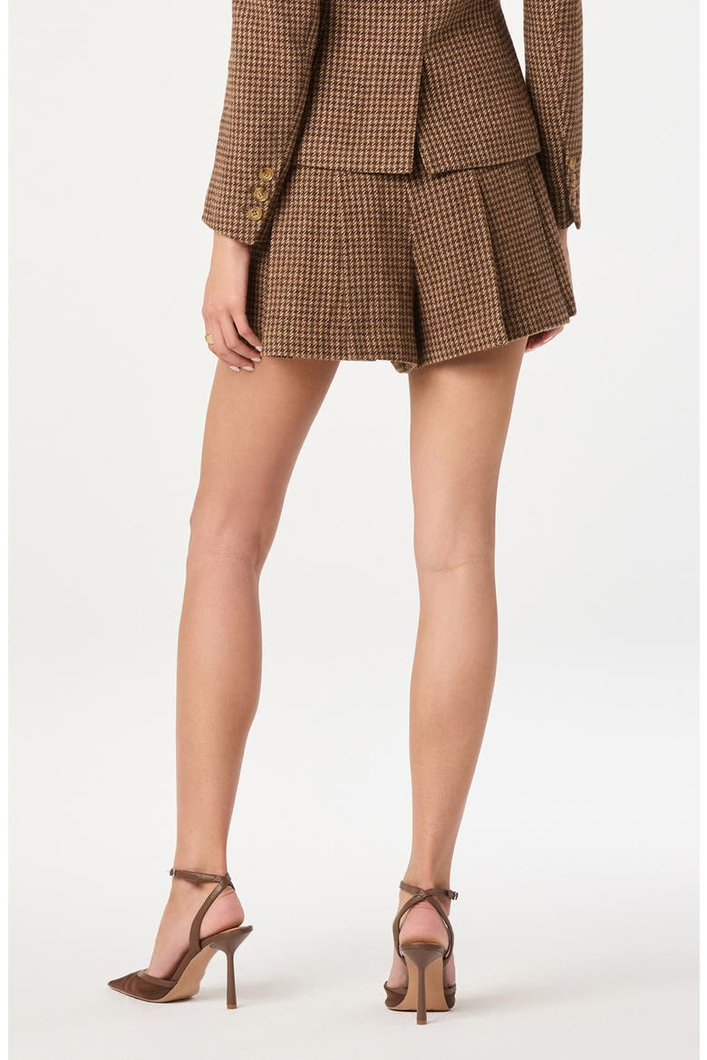 Check Pleated Wool Blend Shorts, Alternate, color, BROWN PLAID
