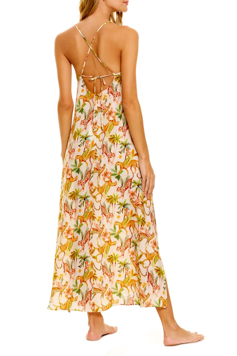 Frida Animal Print Linen Nightgown, Alternate, color, PEGASUS