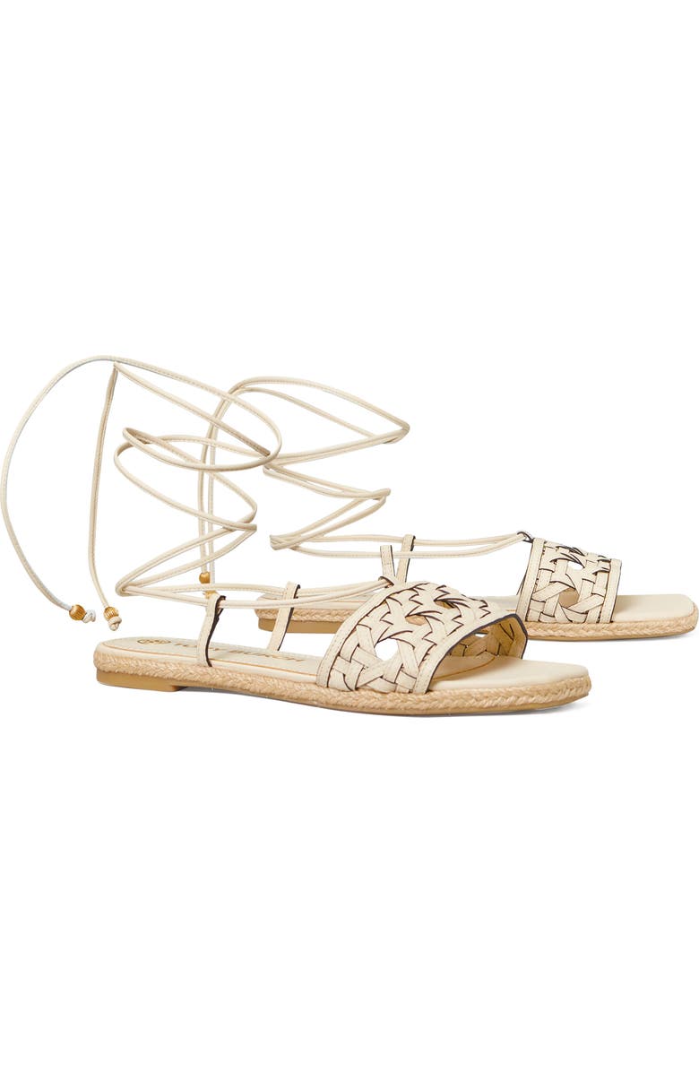 Tory Burch Basketweave Lace-Up Sandal, Main, color,