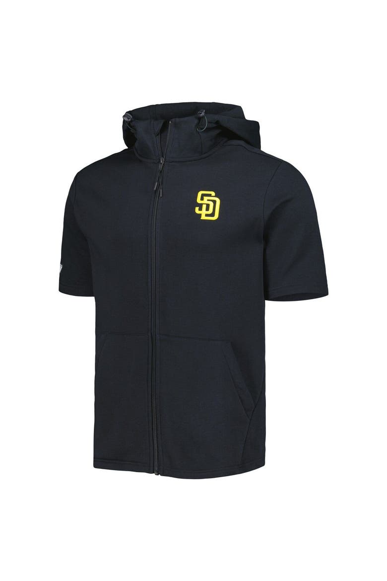 Men's Levelwear Black San Diego Padres Recruit Full-Zip Short Sleeve Hoodie, Alternate, color, Black