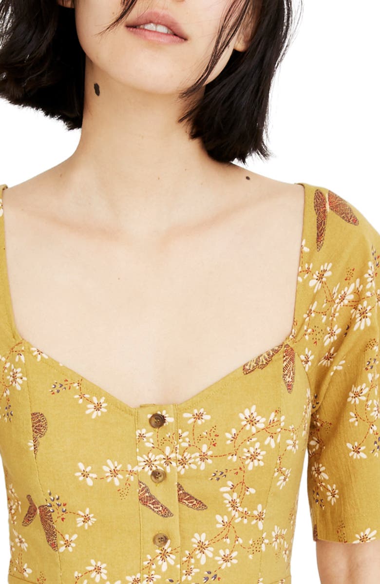 Madewell Windowbox Floral Flutter Sleeve Midi Dress, Alternate, color, 