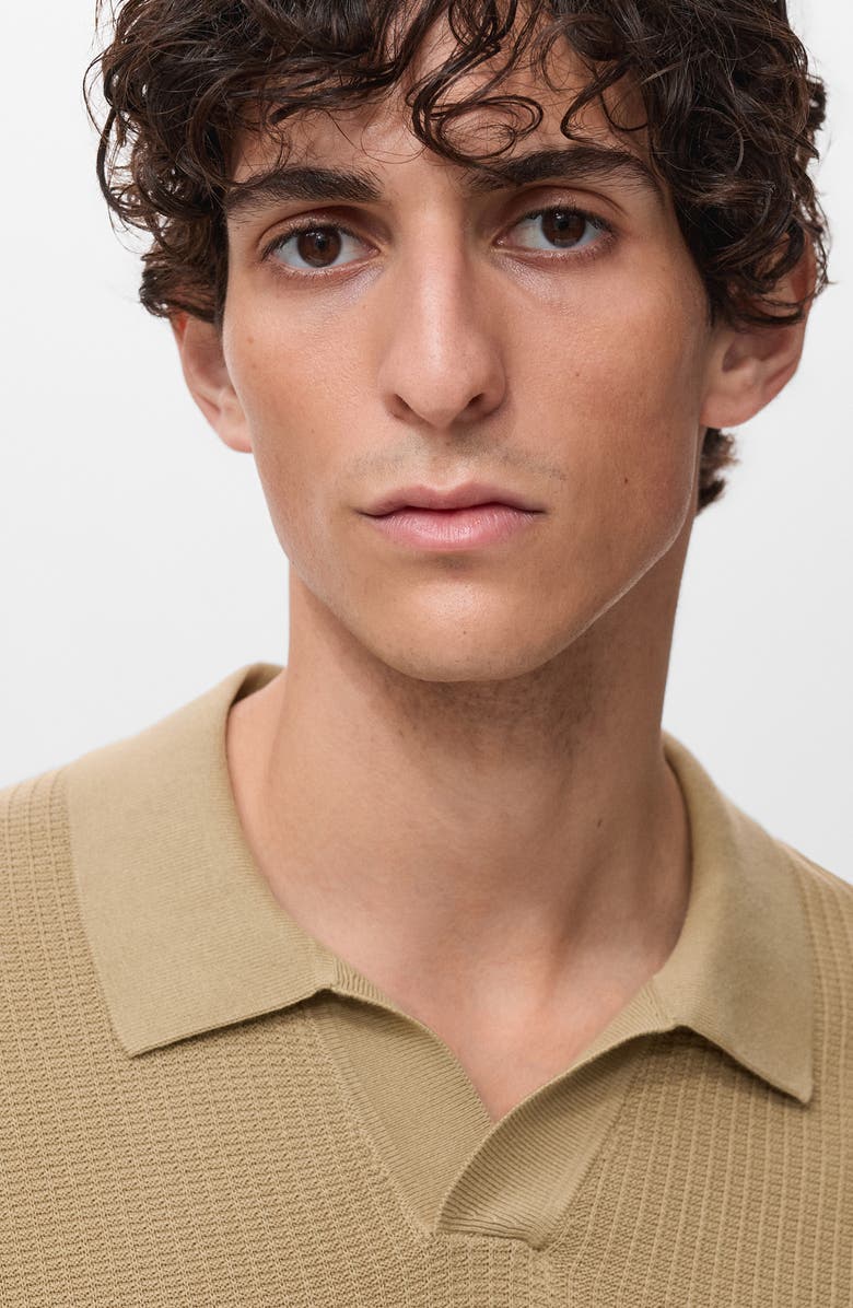 MANGO Rib Johnny Collar Polo, Alternate, color, Beige