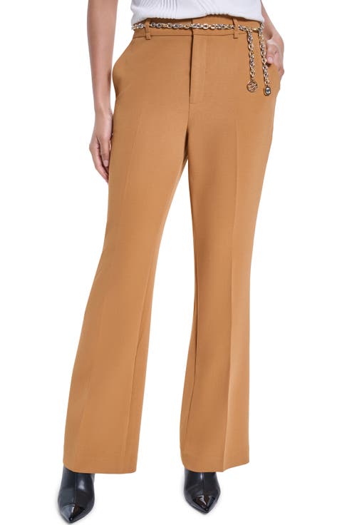 Chain Belt Straight Leg Career Pants