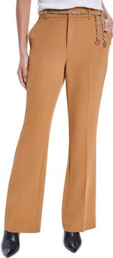 KARL LAGERFELD PARIS Chain Belt Straight Leg Career Pants