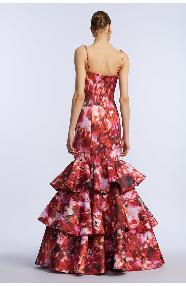 BCBGMAXAZRIA Ruffle Ball Gown, Alternate, color, Washed Rose Chili Pepper Print